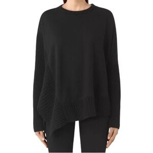 All Saints Nia Drape Sweat Pullover Sweater Wool Blend Black Woman’s‎ Size Small